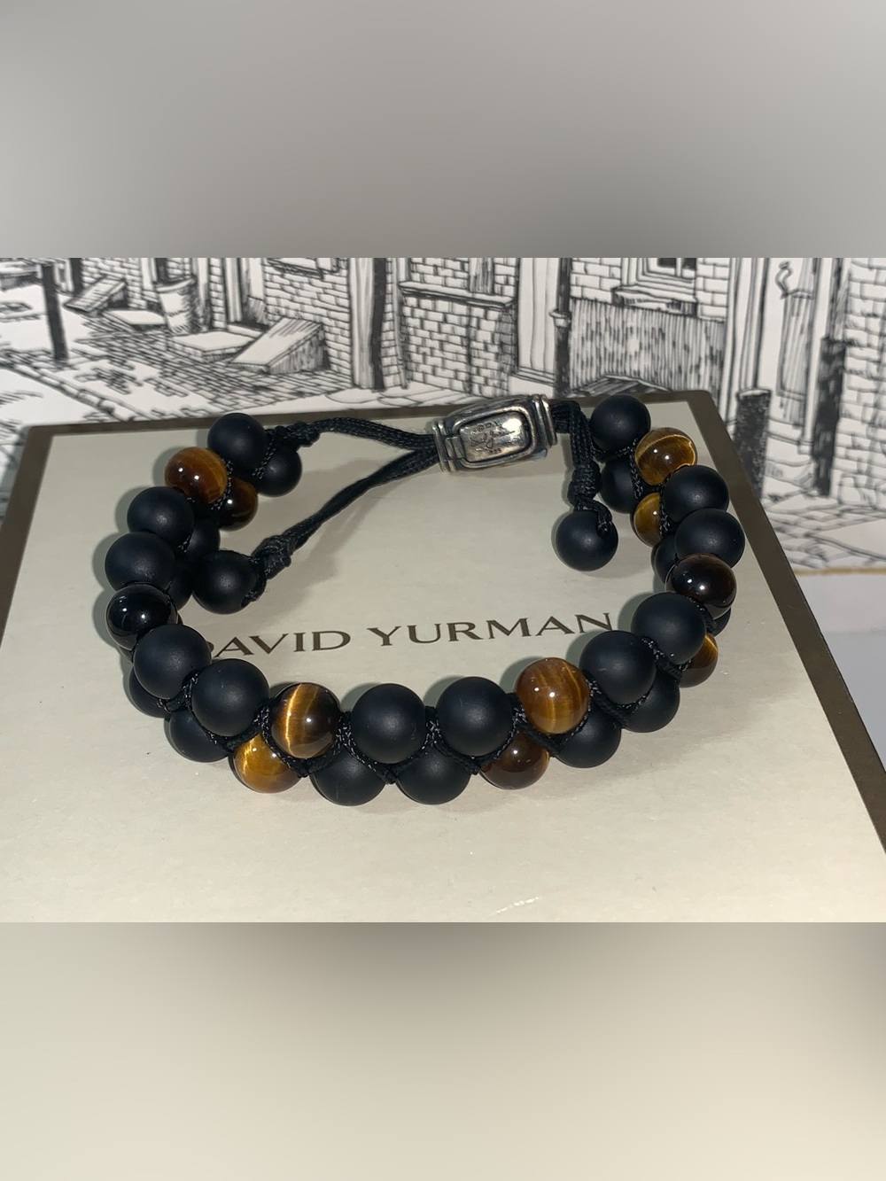 David Yurman Spiritual Beads Two-Row Woven Bracelet w/ Black Onyx & Tiger's Eye - Picture 9 of 16